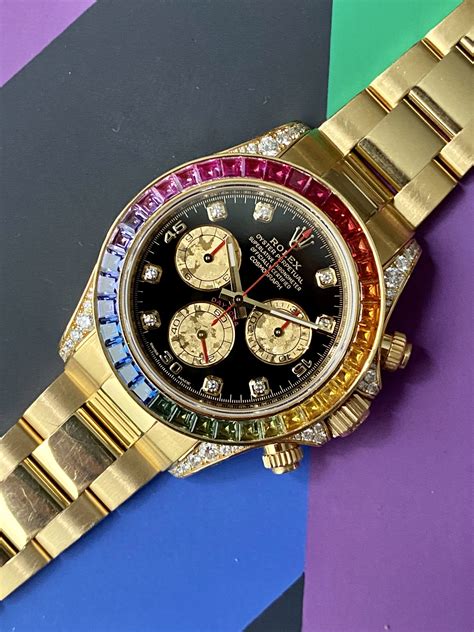 yellow gold rolex daytona rainbow.